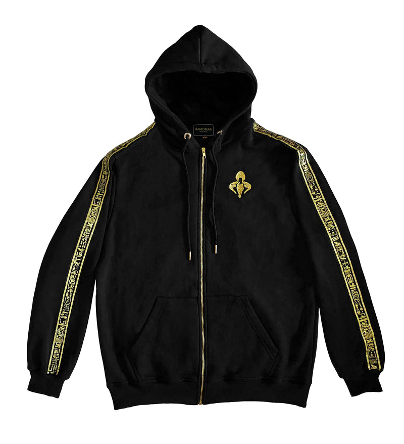 Black & Gold NebMaatRa Ceremonial Trim Hoodie