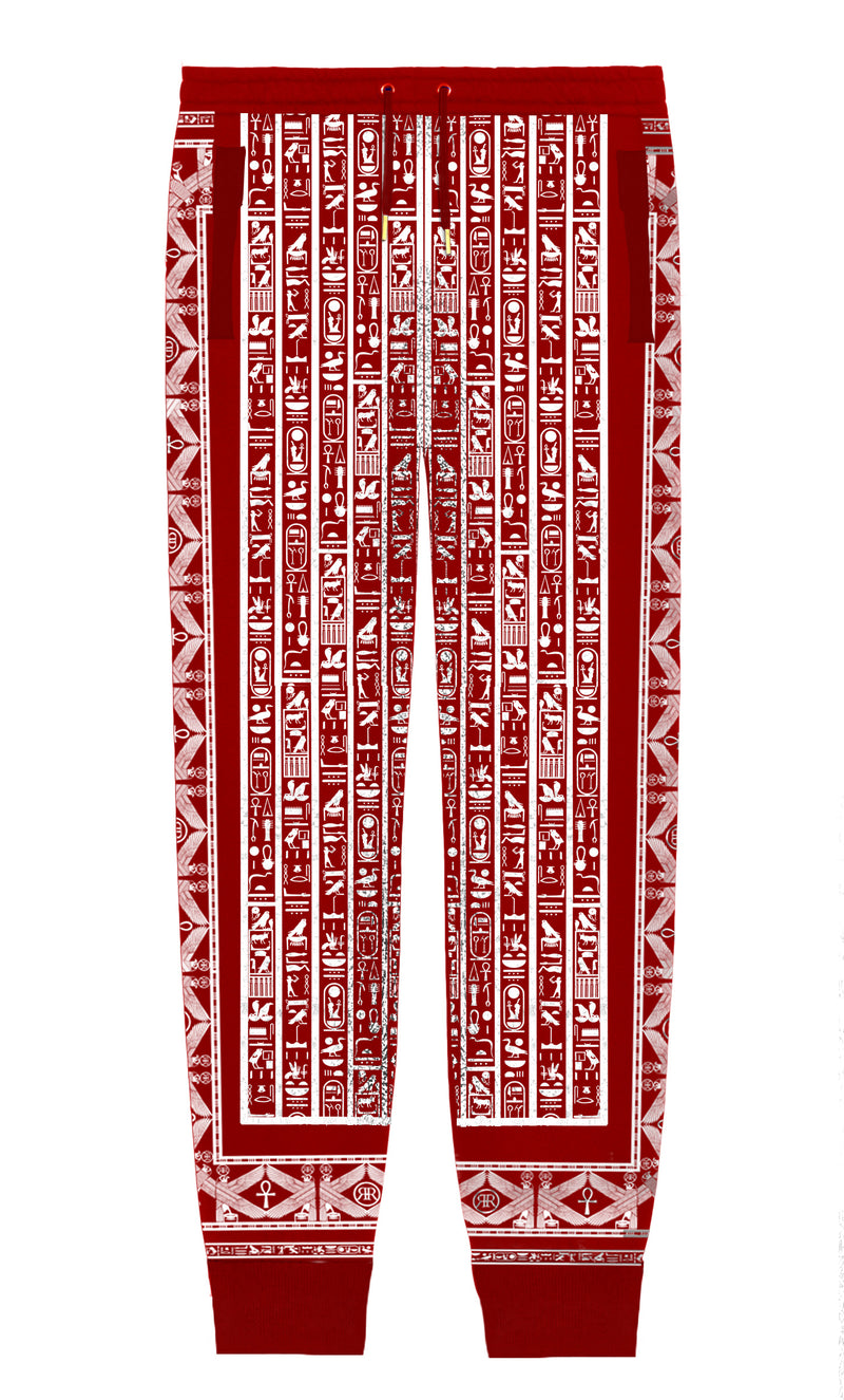 Red & White  NebMaatRa Ceremonial Trim Sweatpants.